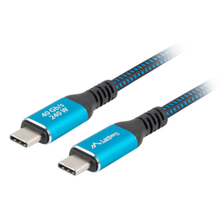 CABLE USB-C 4-0 LANBERG MACHO-MACHO 1M 240W 8K 60HZ NEGRO-AZUL