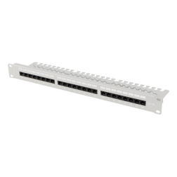 PATCH PANEL LANBERG 24 PUERTOS 1U 19" CAT-6A UTP CON ORGANIZADOR CABLES GRIS