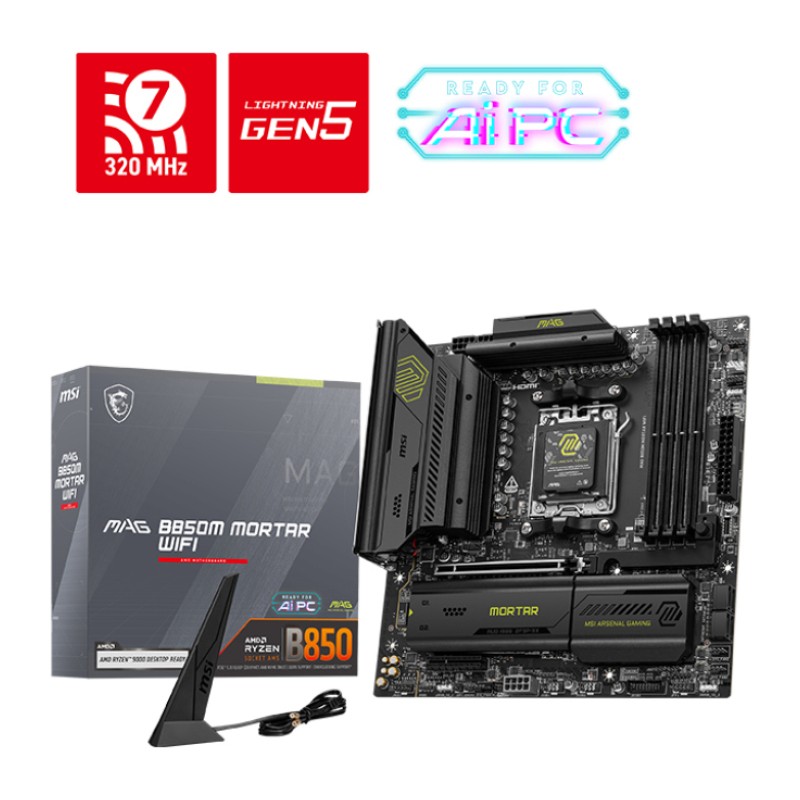 PLACA BASE MSI MAG B850M MORTAR PCI-E x16 Gen5, M-2 Gen5 PLACA BASE MSI MAG B850M MORTAR PCI-E x16 Gen5, M-2 Gen5
