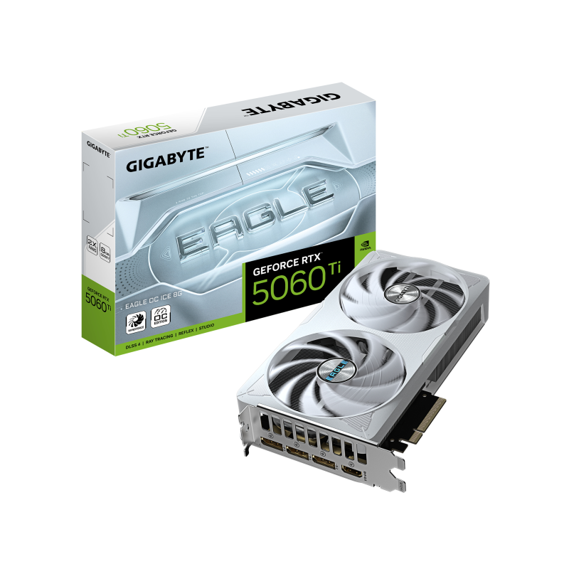 TARJETA GRAFICA GIGABYTE RTX 5060 TI EAGLE ICE OC 8GB GDDR7 BLANCO