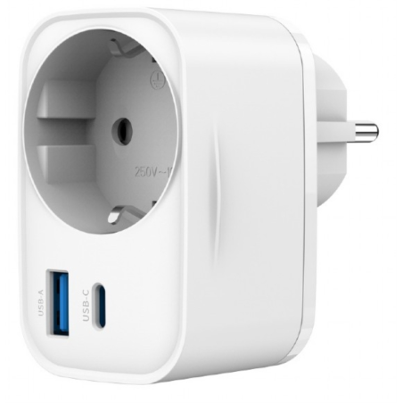 CARGADOR RAPIDO GEMBIRD USB DE 2 PUERTOS CON TOMA DE CA DE PASO 20 W BLANCO