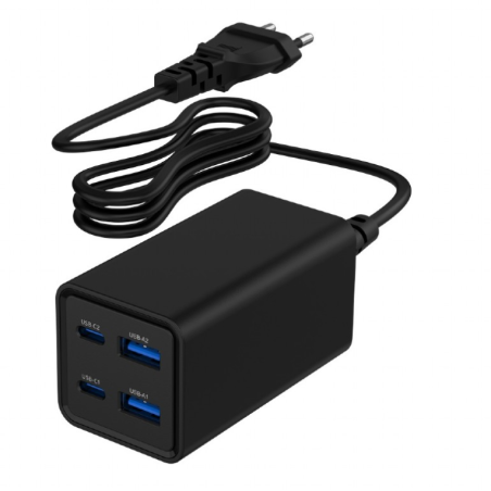 CARGADOR RAPIDO GEMBIRD USB POWERDELIVERY GAN DE 4 PUERTOS 65 W NEGRO