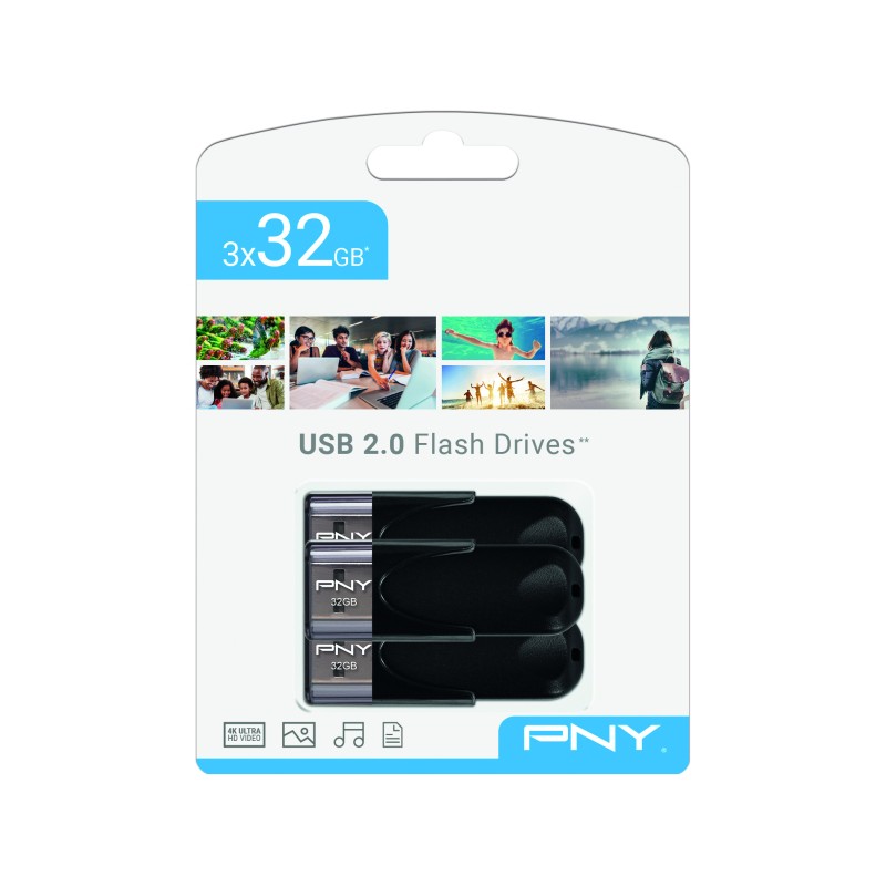 USB 2-0 PNY 3X 32GB ATTACHE4 PACK