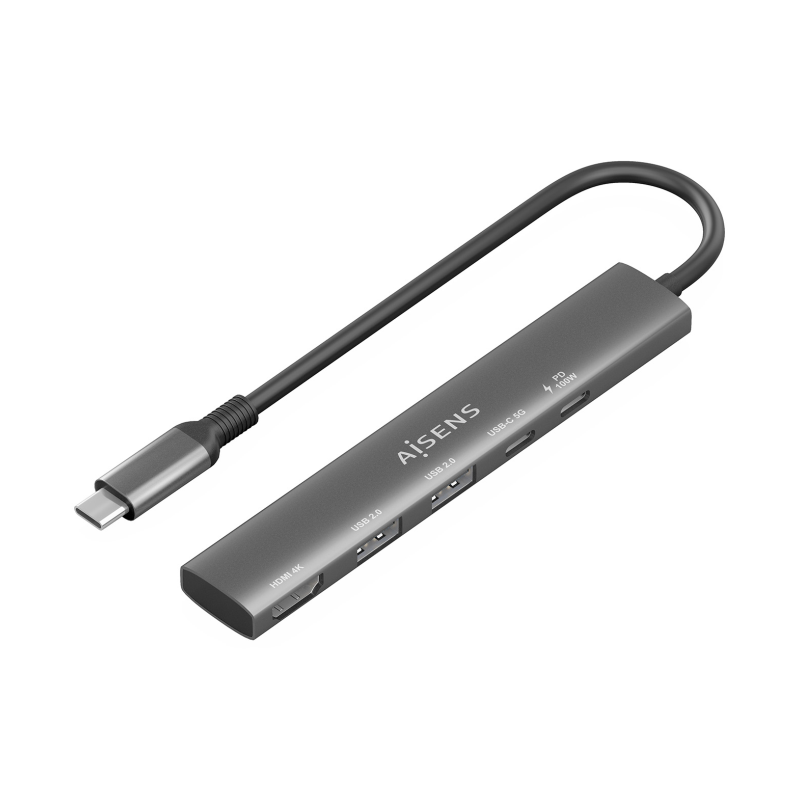Docking USB Tipo-C Aisens ASUC-5P022-GR- 1xHDMI- 2xUSB- 1xUSB Tipo-C- 1xUSB Tipo-C PD- Gris
