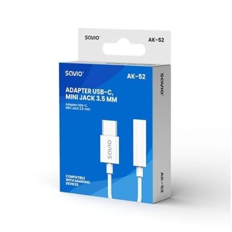 ADAPTADOR USB-C A MINI JACK 3-5 MM SAVIO AK-52