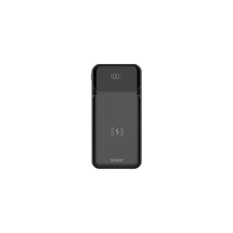 POWERBANK SAVIO BA-09 10000MAH QI CHARGING BLACK