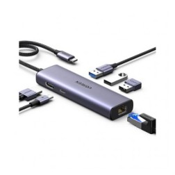 HUB UGREEN 6EN1 USB-C A HDMI + 3XUSB-A + RJ45 + PD