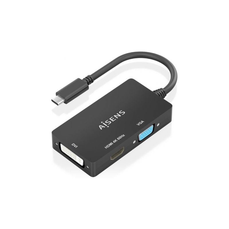 Conversor HDMI Aisens A109-0954- USB Tipo-C Macho - DVI-HDMI-VGA Hembra- 15cm- Negro Conversor HDMI Aisens A109-0954- USB Tipo-C Macho - DVI-HDMI-VGA Hembra- 15cm- Negro