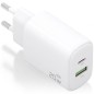 CARGADOR AISENS GAN 20W, 1XUSB-C PD3-0, 1XUSB-A QC3-0, BLANCO