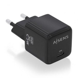 Cargador de Pared GaN Aisens ASCH-25W1P013-BK- 1xUSB Tipo-C- 25W