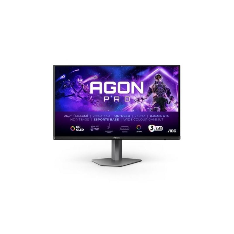 Monitor Gaming Ultraparonámico AOC AG276QZD2 26-5"- WQHD- Multimedia- 0-03ms- 240Hz- QLED- Regulable en altura- Negro