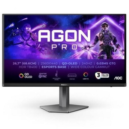 Monitor Gaming Ultraparonámico AOC AG276QZD2 26-5"- WQHD- Multimedia- 0-03ms- 240Hz- QLED- Regulable en altura- Negro