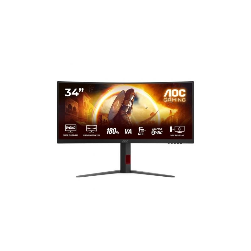 Monitor Gaming Ultraparonámico Curvo AOC CU34G4 34"- WQHD- 1ms- 180Hz- VA- Regulable en altura- Negro
