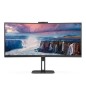 Monitor Profesional Curvo Ultrapanorámico AOC CU34V5CW-BK 34"- UWQHD- Webcam- Multimedia- Regulable en altura- Negro
