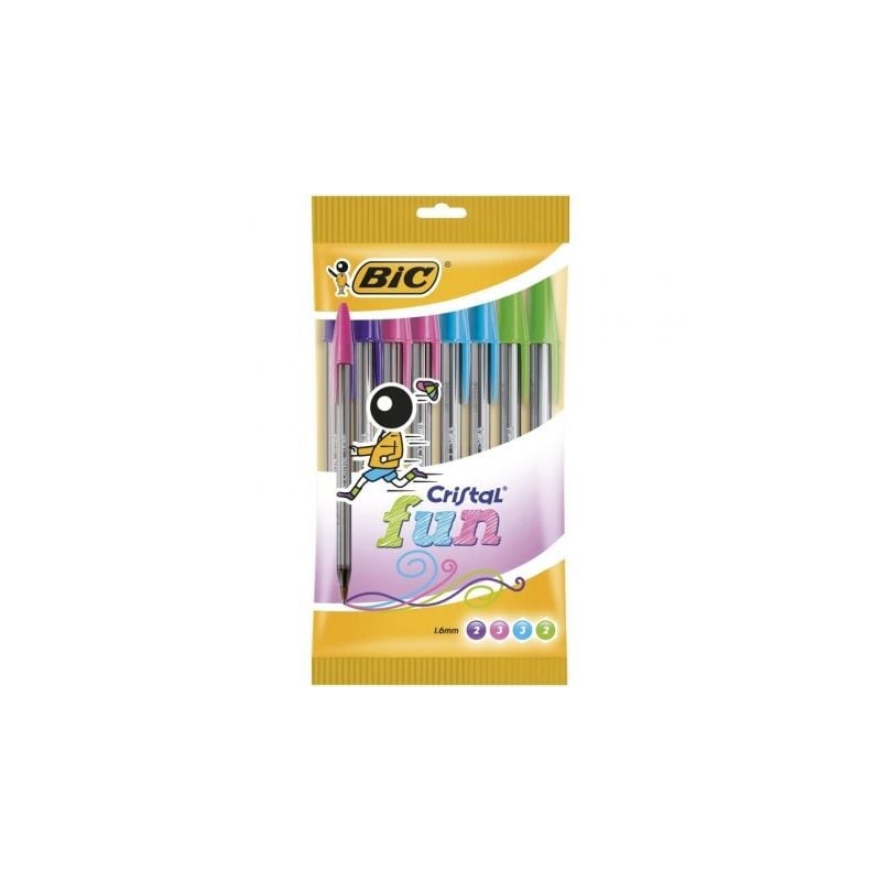 Bolígrafos de Tinta de Aceite Bic Cristal Fun 921342- 10 unidades- Colores Surtidos