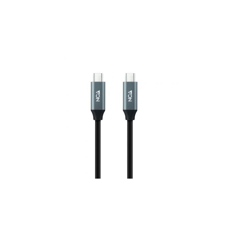 Cable USB 3-2 Tipo-C Nanocable 10-01-4301 5A 100W- USB Tipo-C Macho - USB Tipo-C Macho- 1m- Gris y Negro