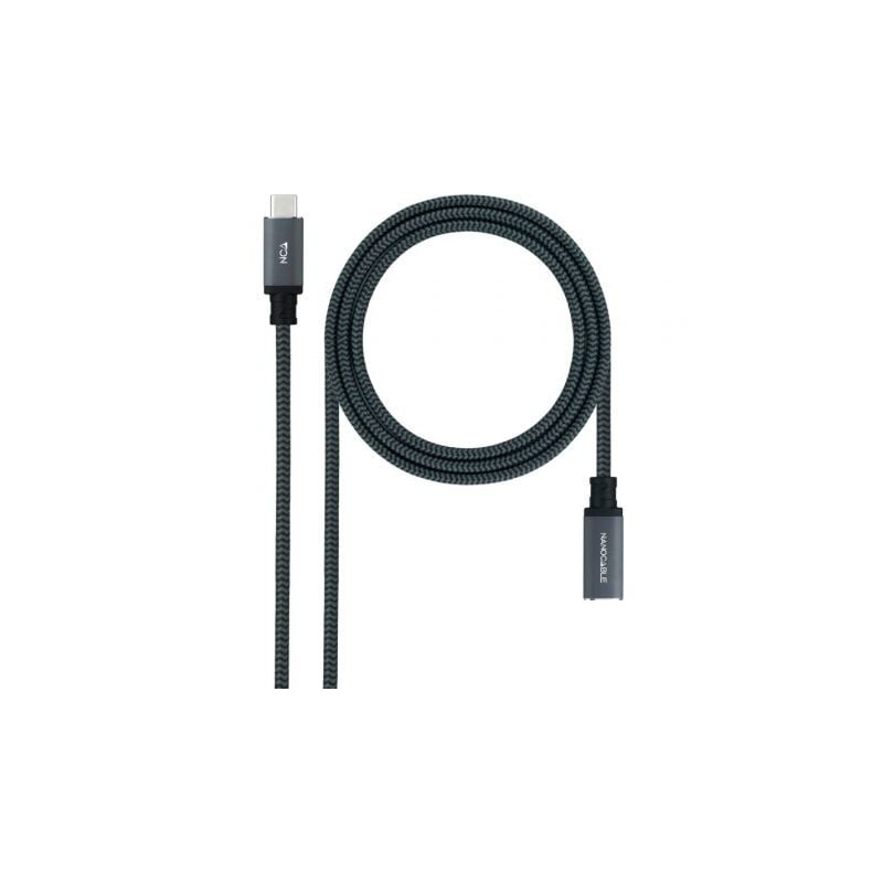 Cable Alargador USB Tipo-C 3-2 Nanocable 10-01-4501-COMB- USB Tipo-C Macho - USB Tipo-C Hembra- 1m- Negro