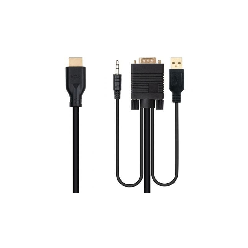 Cable Conversor Nanocable 10-15-4612- HDMI Macho - VGA Macho- Jack 3-5 Macho- USB Macho- 1-8m- Negro Cable Conversor Nanocable 10-15-4612- HDMI Macho - VGA Macho- Jack 3-5 Macho- USB Macho- 1-8m- Negro