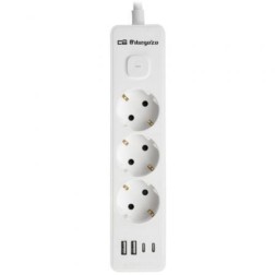 Regleta con Interruptor Orbegozo EN 3100- 3 Tomas de Corriente- 2 USB- 2 USB Tipo-C- Cable 1-4m- Blanca