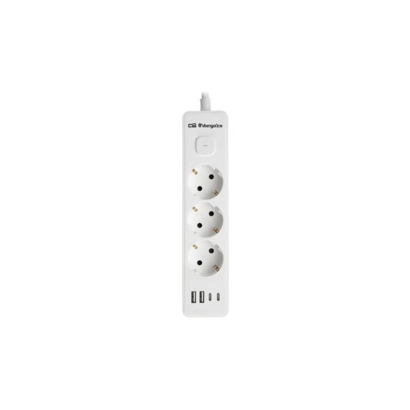 Regleta con Interruptor Orbegozo EN 3100- 3 Tomas de Corriente- 2 USB- 2 USB Tipo-C- Cable 1-4m- Blanca Regleta con Interruptor Orbegozo EN 3100- 3 Tomas de Corriente- 2 USB- 2 USB Tipo-C- Cable 1-4m- Blanca