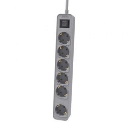 Regleta con Interruptor Philips CHP2164G-10- 6 Tomas de corriente- Cable 1-5m- Gris