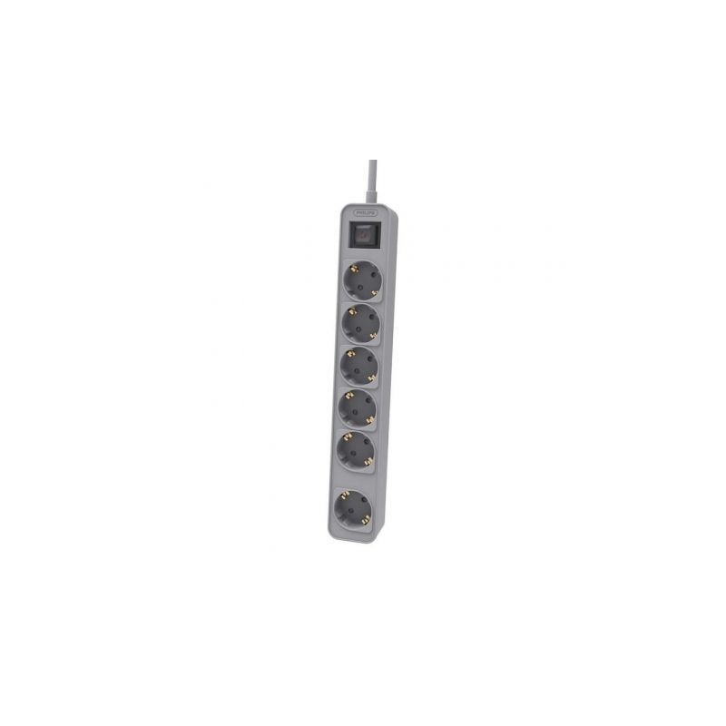Regleta con Interruptor Philips CHP2164G-10- 6 Tomas de corriente- Cable 1-5m- Gris Regleta con Interruptor Philips CHP2164G-10- 6 Tomas de corriente- Cable 1-5m- Gris