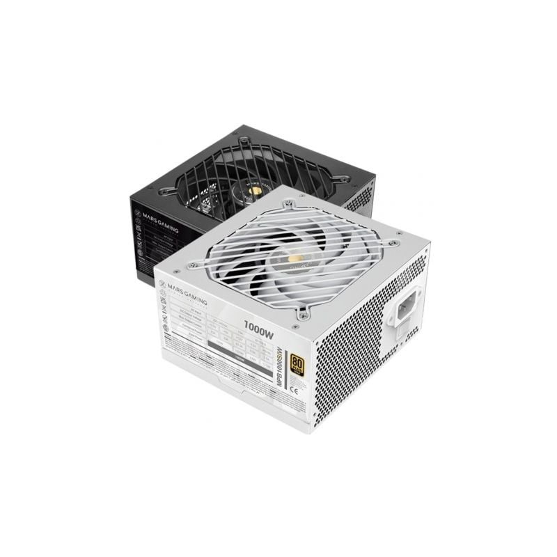 Fuente de Alimentación Mars Gaming MPB1000SI- 1000W- Ventilador 14cm- 80 Plus Gold- Blanca Fuente de Alimentación Mars Gaming MPB1000SI- 1000W- Ventilador 14cm- 80 Plus Gold- Blanca