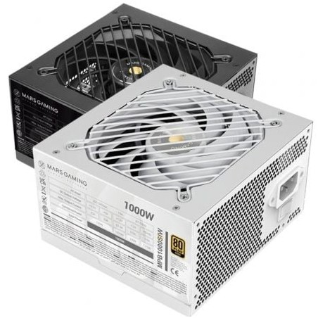 Fuente de Alimentación Mars Gaming MPB1000SI- 1000W- Ventilador 14cm- 80 Plus Gold- Blanca