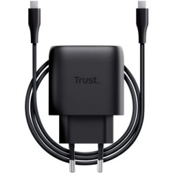 Cargador de Pared GaN Trust Maxo 45W Compatible con Samsung- 1xUSB Tipo-C- Incluye Cable USB Tipo-C- 45W