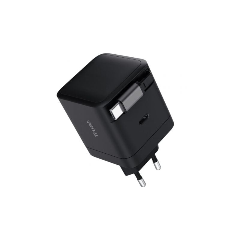 Cargador de Pared Trust Maxo 65W- 1xUSB Tipo-C- Incluye Cable USB Tipo-C Retráctil- 65W Cargador de Pared Trust Maxo 65W- 1xUSB Tipo-C- Incluye Cable USB Tipo-C Retráctil- 65W