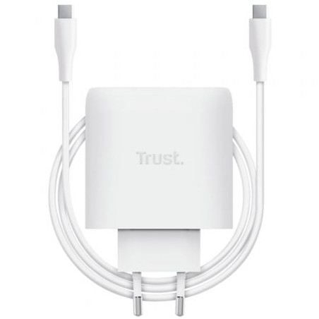 Cargador de Pared GaN Trust Maxo 65W- 1xUSB Tipo-C- Incluye Cable USB Tipo-C- 65W