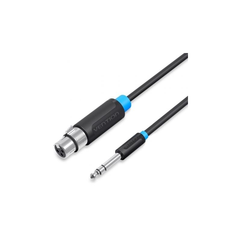 Cable Estéreo Vention BBEBI- Jack 6-5 Macho - XLR Hembra- 3m- Negro Cable Estéreo Vention BBEBI- Jack 6-5 Macho - XLR Hembra- 3m- Negro