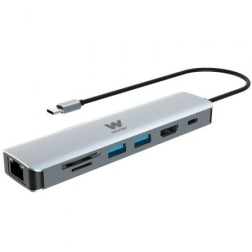 Docking USB Tipo-C Woxter PE26-181- 1xHDMI 4K- 2xUSB- 1xLector de Tarjetas- 1xRJ45- 1xMicroUSB- Gris