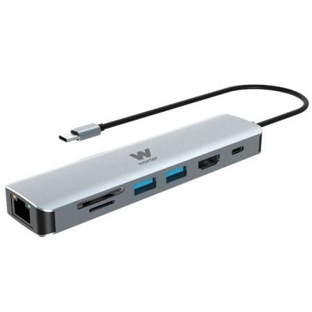 Docking USB Tipo-C Woxter PE26-181- 1xHDMI 4K- 2xUSB- 1xLector de Tarjetas- 1xRJ45- 1xMicroUSB- Gris