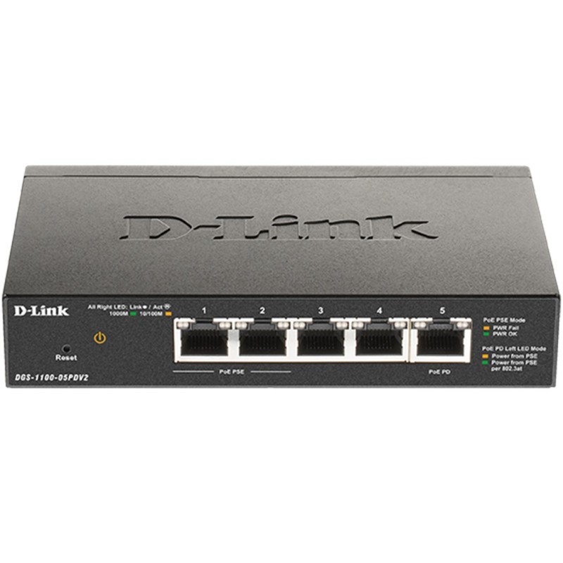 Switch Gestionable D-Link DGS-1100-05PDV2 5 Puertos- RJ-45 10-100-1000 PoE