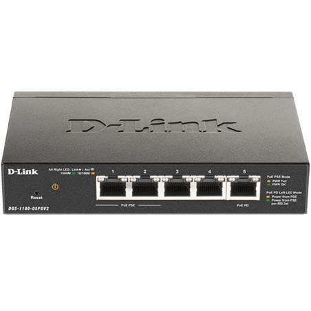 Switch Gestionable D-Link DGS-1100-05PDV2 5 Puertos- RJ-45 10-100-1000 PoE