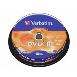 Verbatim dvd - r 4-7gb 16x tarrina 10uds