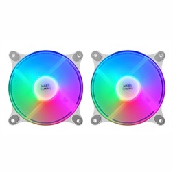 Pack 2 Ventiladores Mars Gaming MFDUOW- 12cm- FRGB- Blancos