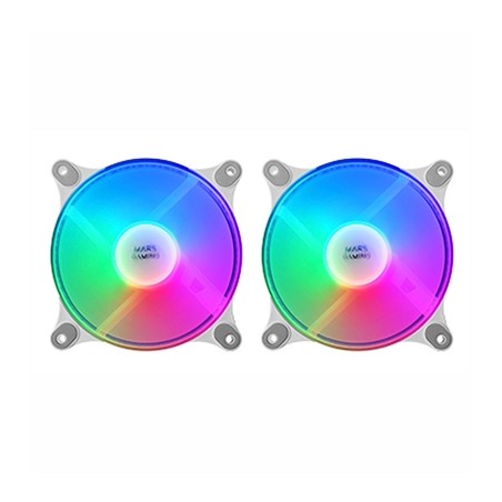 Pack 2 Ventiladores Mars Gaming MFDUOW- 12cm- FRGB- Blancos