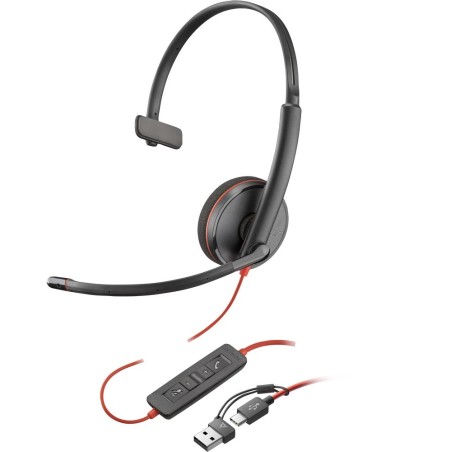 Auriculares poly monoaurales blackwire 3210 usb - c
