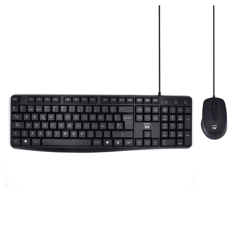 COMBO TECLADO RATON EWENT ESPAÑOL ESCRITURA SILENCIOSA USB NEGRO