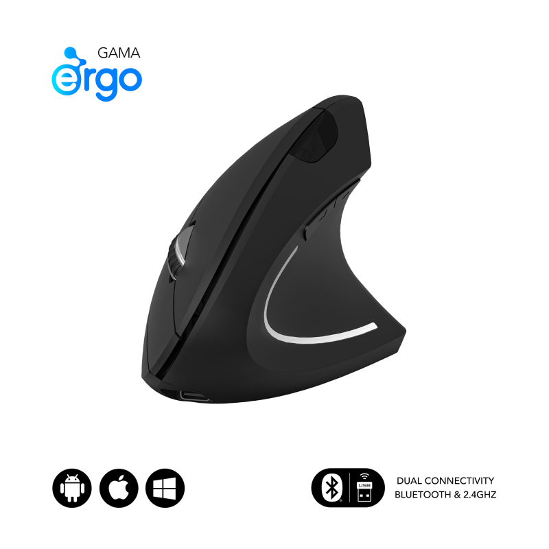 RATON SUBBLIM GLIDE ERGO DUAL NEGRO BLUETOOTH BATERIA RECARGABLE