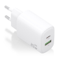 CARGADOR AISENS GAN 20W, 1XUSB-C PD3-0, 1XUSB-A QC3-0, BLANCO