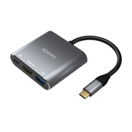 Conversor Aisens A109-0669- USB Tipo-C Macho- HDMI Hembra - USB Hembra - USB Tipo-C Hembra- 15cm- Gris