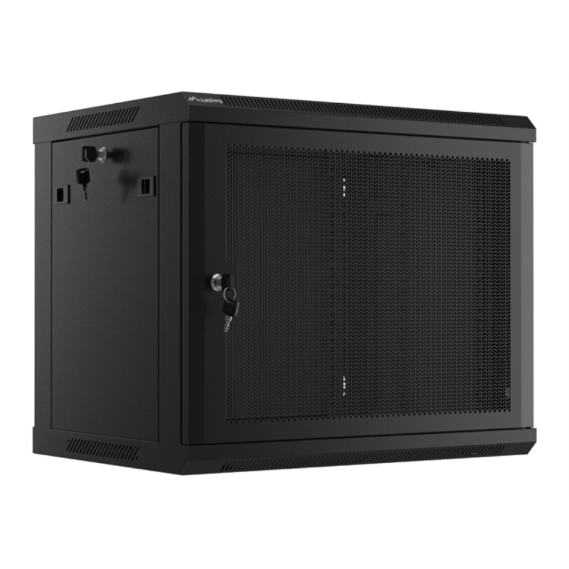 ARMARIO LANBERG 9U 600X450 CON PUERTA PERFORADA RACK 19 H-60 KG NEGRO FLAT PACK