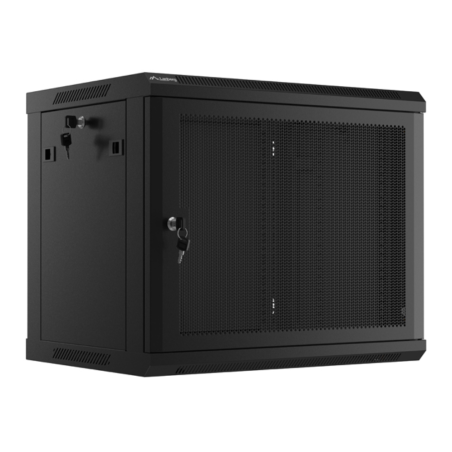 ARMARIO LANBERG 9U 600X450 CON PUERTA PERFORADA RACK 19 H-60 KG NEGRO FLAT PACK