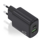 Cargador de Pared GaN Aisens A110-0912- 1xUSB Tipo-C- 1xUSB- 25W- Negro