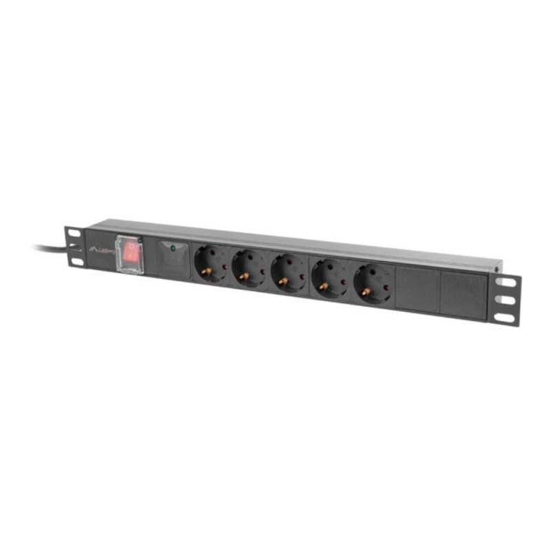 REGLETA LANBERG 1U 16A RACK 19 5X SOCKET SCHUKO NEGRO 2M