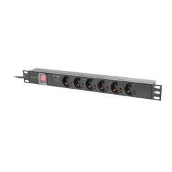 REGLETA LANBERG 1U 16A RACK 19 6X SOCKET SCHUKO NEGRO 2M