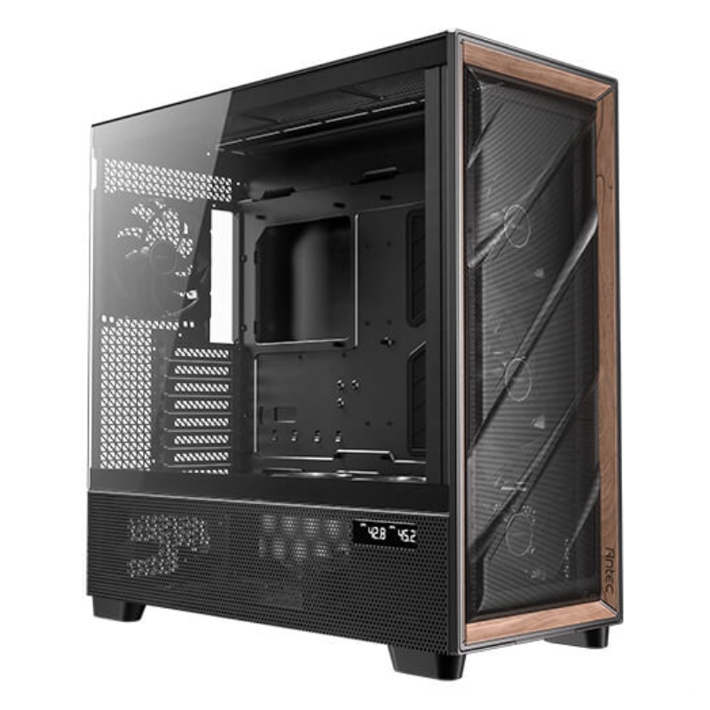 CAJA ANTEC FLUX PRO EUV WOOD ATX 2XUSB3-0 SIN FUENTE NEGRO